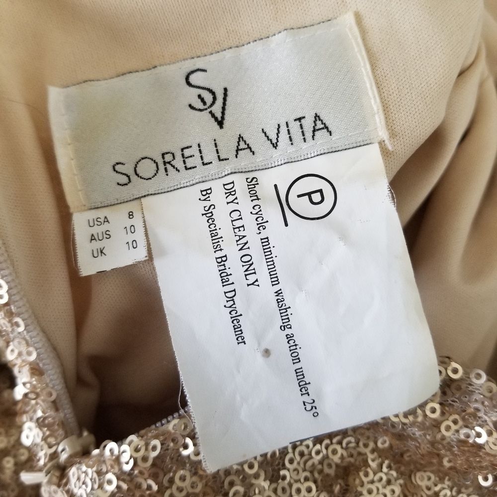 Sorella Vita Sequins Gold Backless Gown Size 8 - Picture 16 of 16